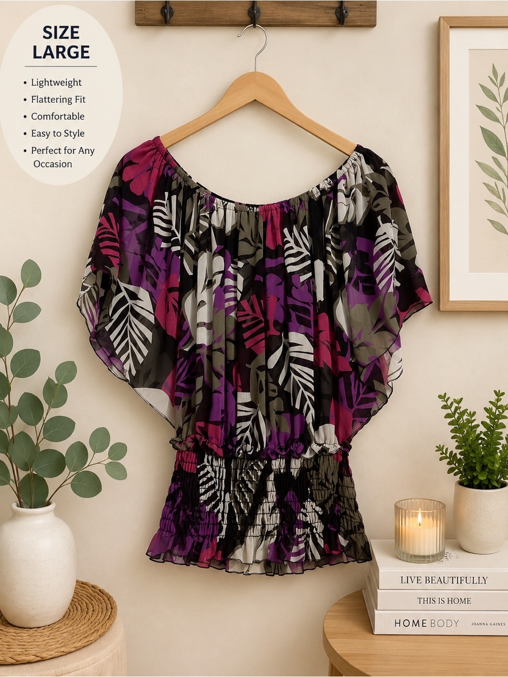Women’s Floral Off-Shoulder Blouse in Purple